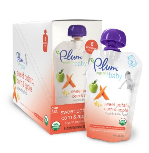 Plum Organics Baby Food, Sweet Potato, Corn & Apple, 4.22-Ounce Pouches (Pack of 24)