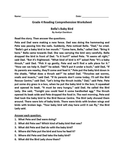  reading comprehension worksheet 12
