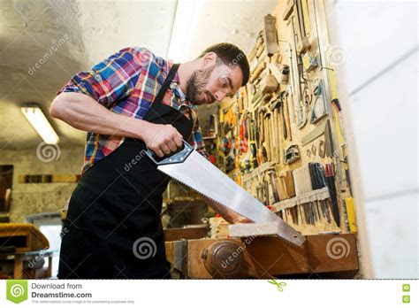 carpenter working    wood  workshop stock