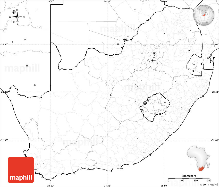 Blank Simple Map of South Africa, no labels