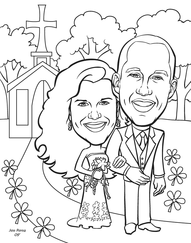 Custom Engagement Wedding Valentine Romantic Caricatures Clip