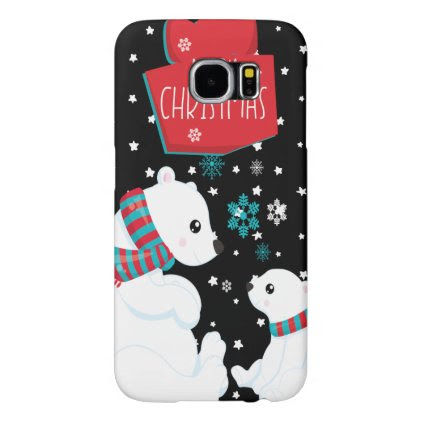 Two Polar Bears Merry Christmas Samsung Galaxy S6 Case