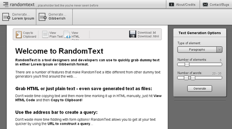 Random Text Generator for Web Designers and Developers | Web Resources |  WebAppers