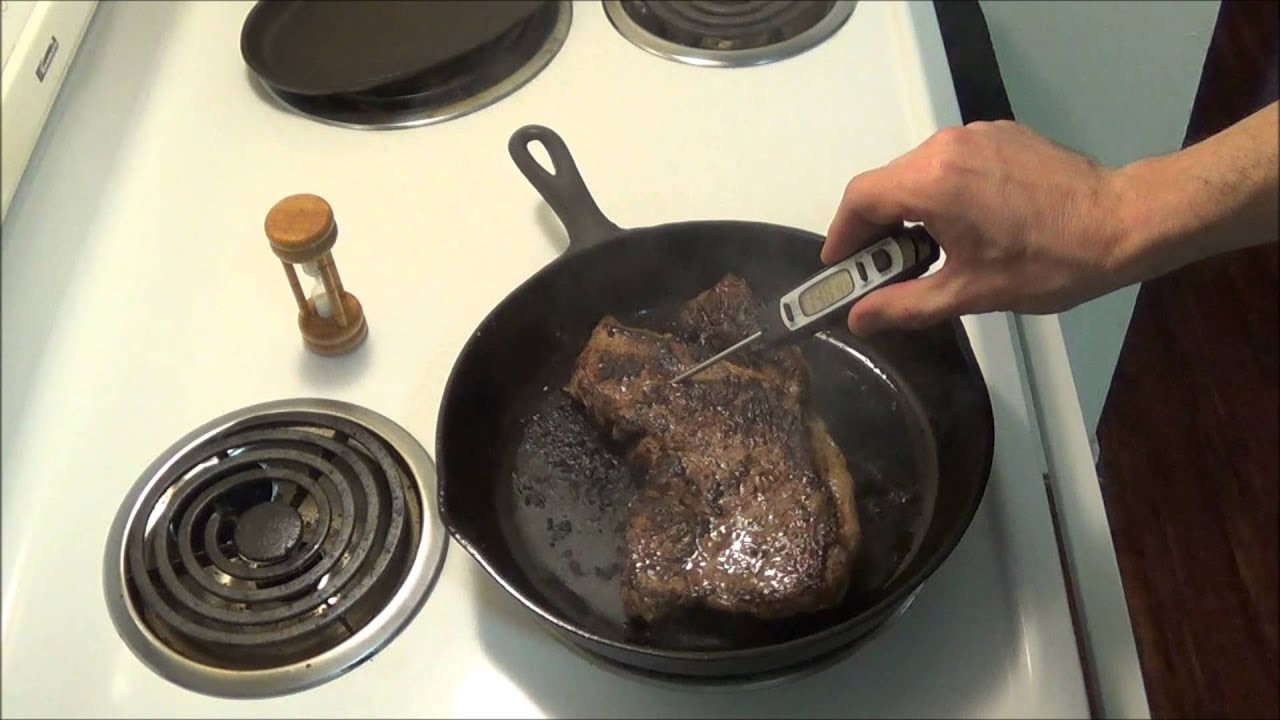 Sirloin Steak in Cast Iron - cooked "low and slow" - YouTube