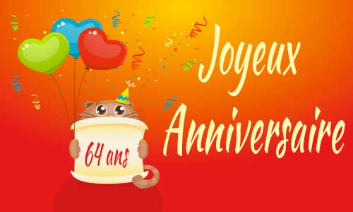 Carte Anniversaire Humour 64 Ans Chat