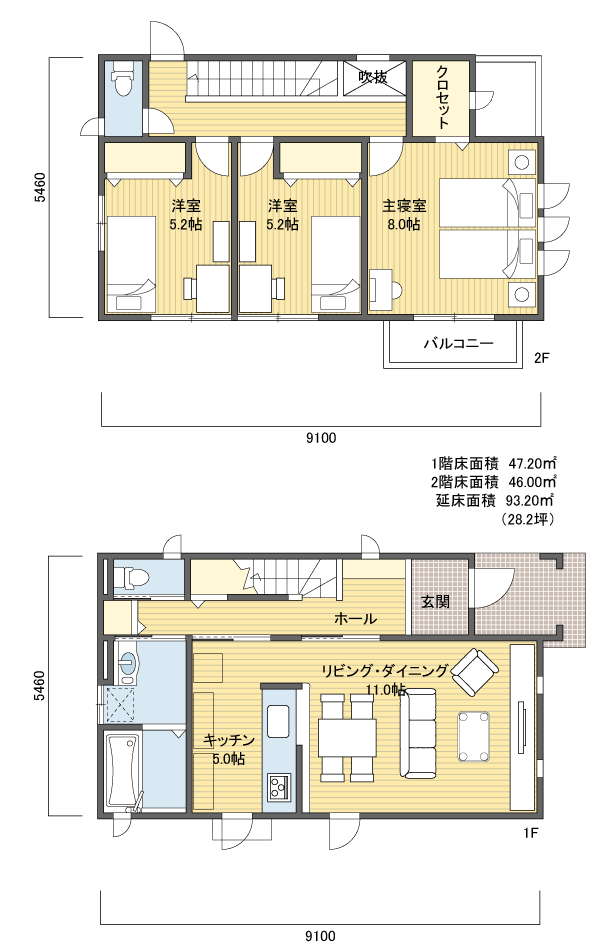 間取り4 2階建 30坪 東玄関プラン 注文住宅の一戸建て 楽住 Rakunism