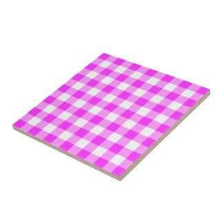 Pink and White Gingham Pattern Tiles