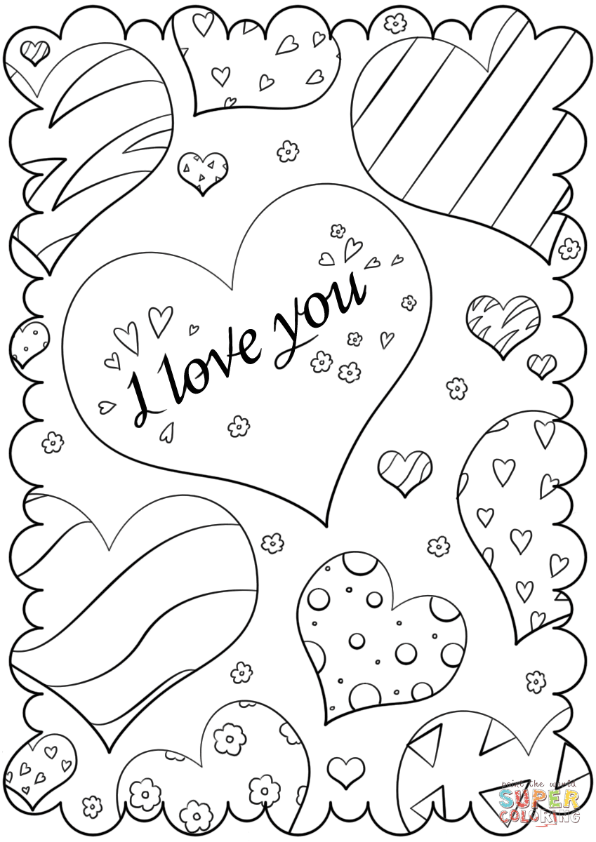 the Valentine s Day Card "I Love You" coloring pages to view printable version or color it online patible with iPad and Android tablets