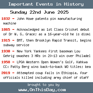 Important Events & Today in History by HistoryOrb.com