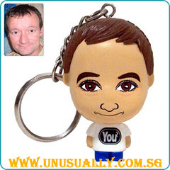 Custom Key Ring White Mini Big Head Doll