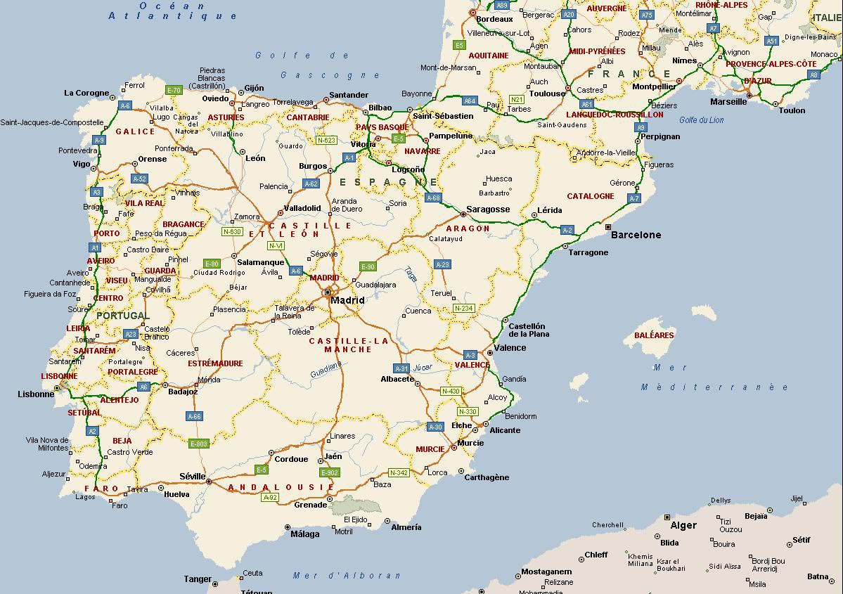 Carte Espagne - Images » Vacances - Arts- Guides Voyages