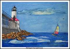 Michigan City Lighthouse Watercolor