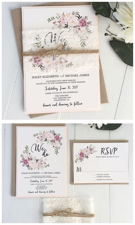 pink floral invitation   wedding invitations love