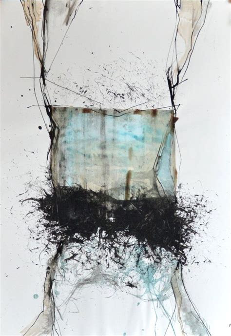 original abstract art ink drawing black  whitemodern