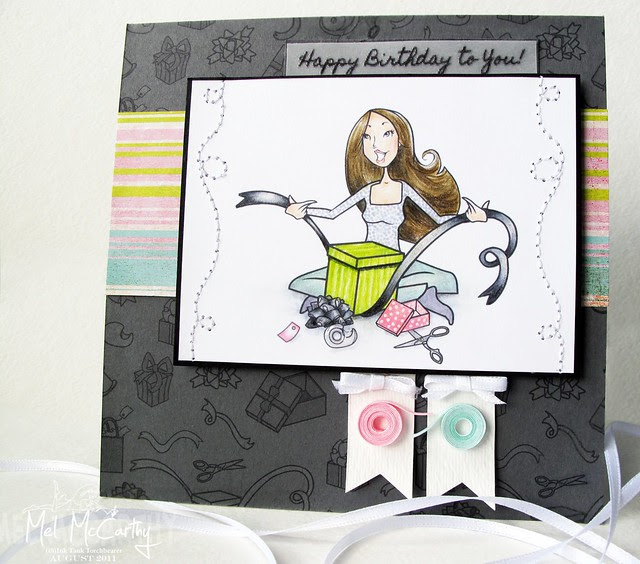 Amber Ink Ribbon Challenge card-mel stampz