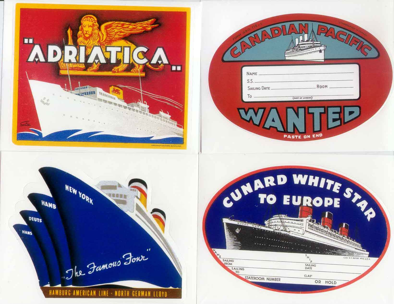 20 Retro Luggage Labels Stickers TRAINS SHIPS PLANES | eBay