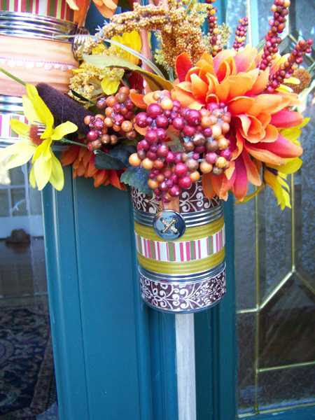 Recycling cans for flower arrangements