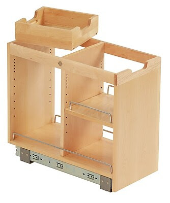 FindIT Kitchen Storage Organization Base Cabinet Pullout w/ Slide, Half Tray and Shelf