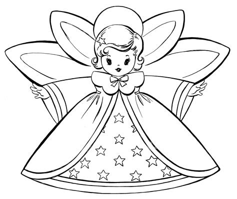 christmas coloring pages retro angels