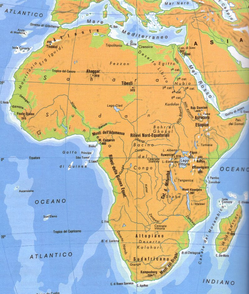 Africa Carta Fisica Muta