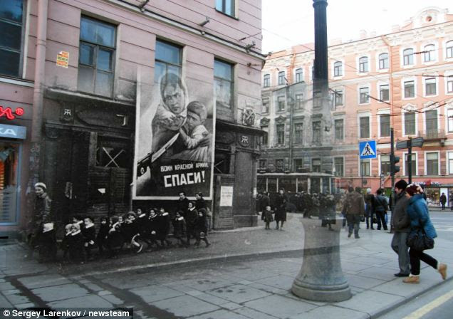 Echoes of history: St Petersburg's modern day residents follow in the footsteps of youngsters during the German's ruthless siege of Leningrad in 1941, which lasted 872 days