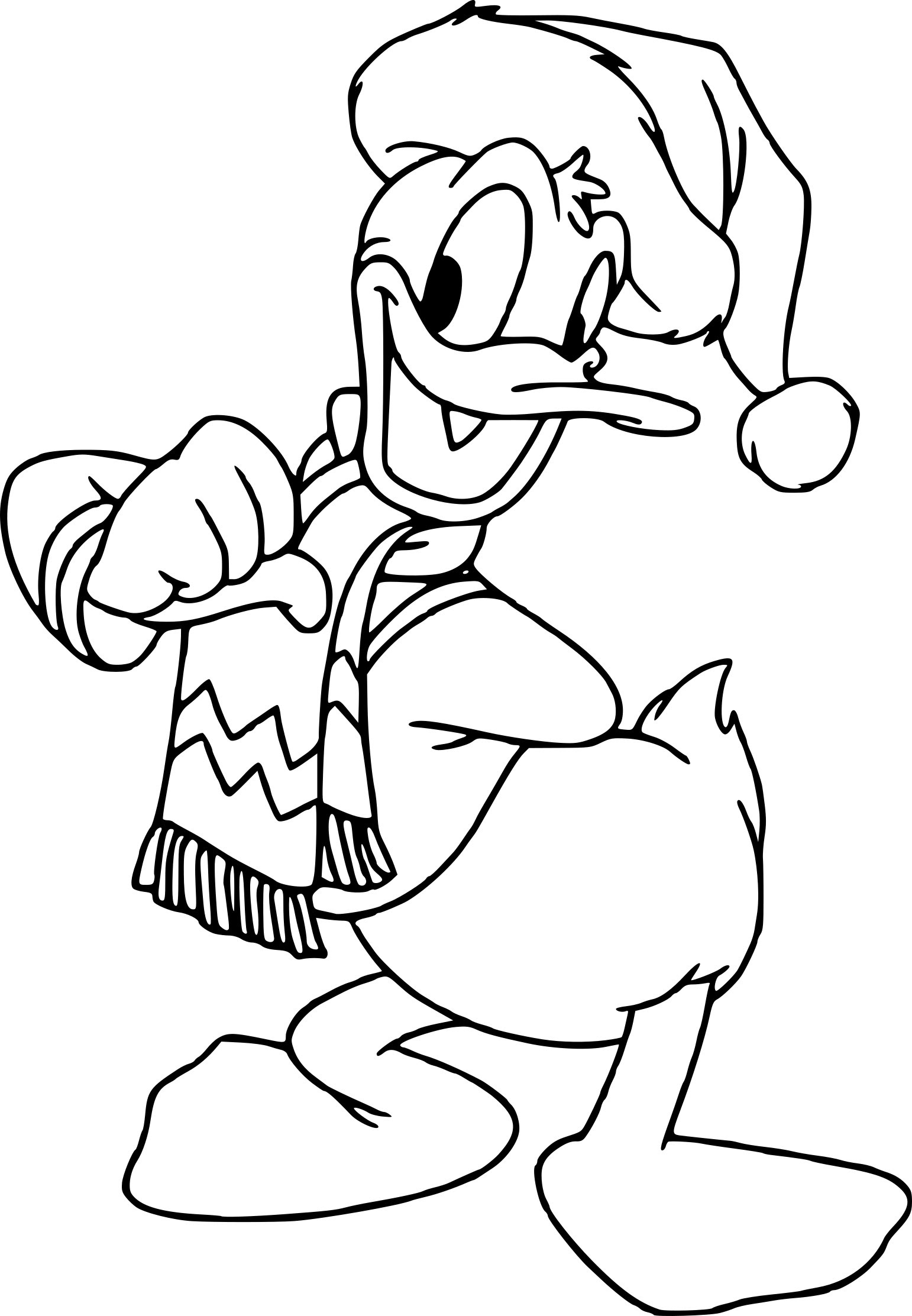 Coloriage Donald à Noël a imprimer