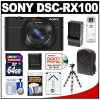 Sony Cyber-Shot DSC-RX100 Digital Camera with 64GB Card + Battery & Charger + Case + Flex Tripod + Accessory Kit
