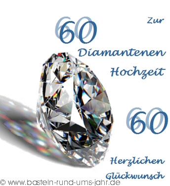 Vorlage - Karte zur Diamantenen Hochzeit basteln - Basteln ...