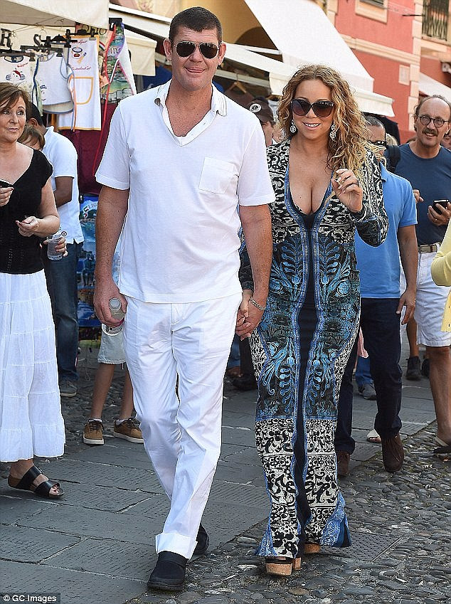Going public: The pair made their debut as hey sailed around Portofino and Capri on board his yacht
