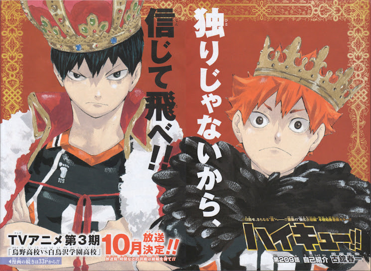 ジャンプ感想 ハイキュー 第２０９話 自己紹介 新展開突入表紙 巻頭カラー 読書とジャンプ