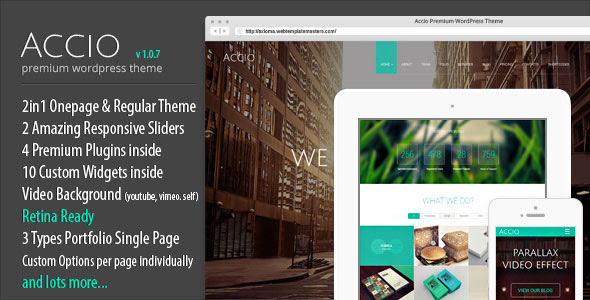 Accio v1.0.7 - One Page Parallax Responsive WordPress Theme