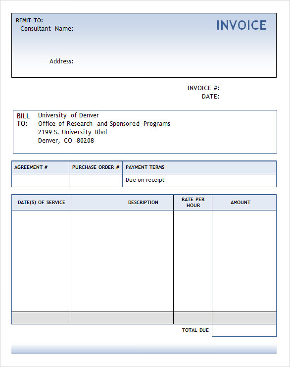 invoice template consulting
 consultant invoice template word