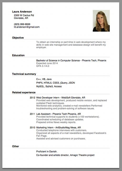 Sample of a beginner's CV | giga-cv