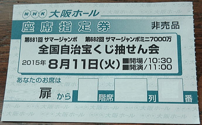 サマージャンボ宝くじ15 第681回 当選番号 平成27年8月11日