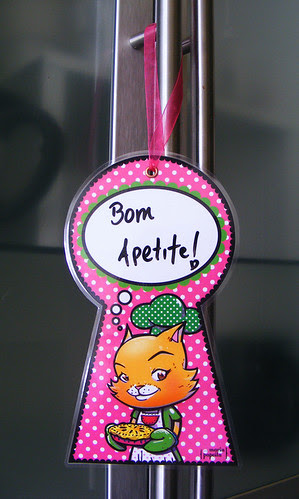 Placa de Porta • Gatinha na Cozinha • Rosa