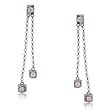 Diamond Dangle Chain Earrings in 14 Karat White Gold