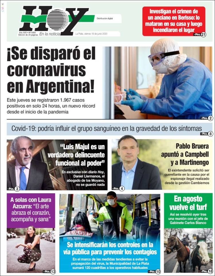 Portada de Diario Hoy (Argentina)