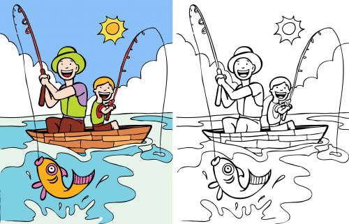 Advanced Coloring Page – Gone Fishing - KidsPressMagazine.com