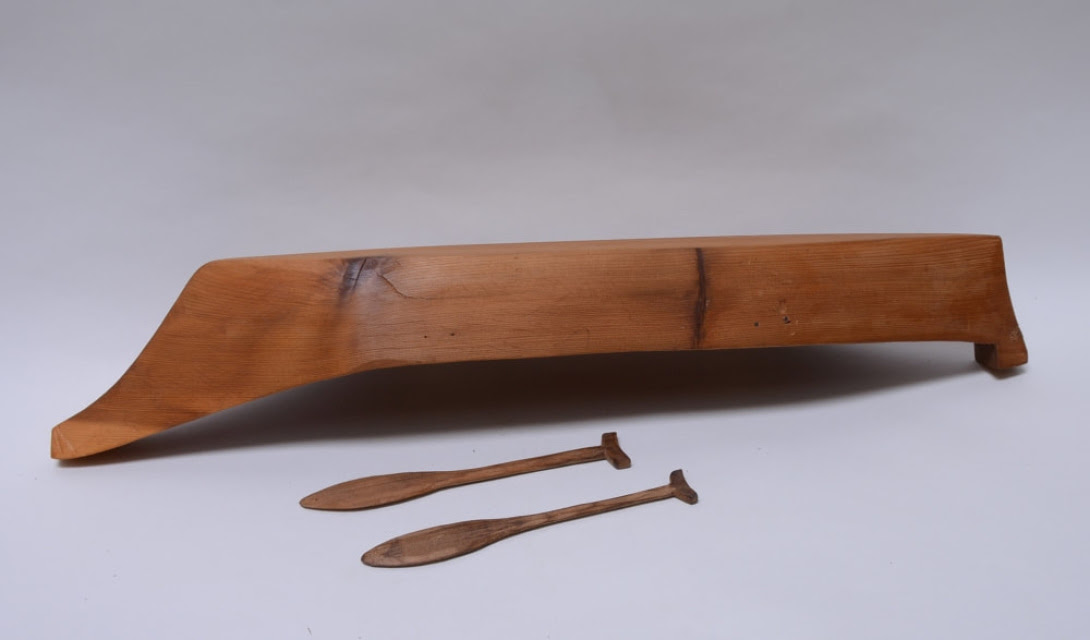 180610-17 model canoe carving - coast salish wood carving