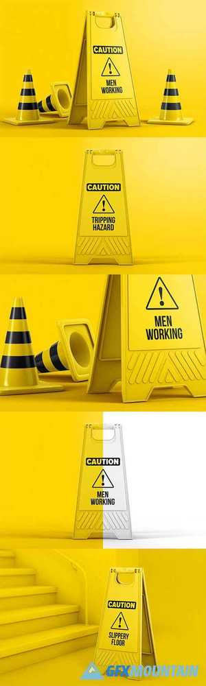 Download Plastic Caution Floor Sign Board Mockup » Free Download Graphics, Fonts, Vectors, Print ...