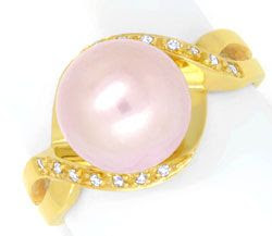 Originalfoto DIAMANT-RING, FEINSTE ROSA SÜDSEEPERLE, 18K GOLD LUXUS!