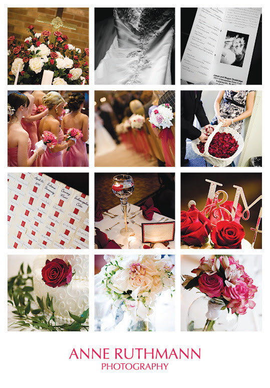 Pink White Real Wedding Detail Inspiration Board