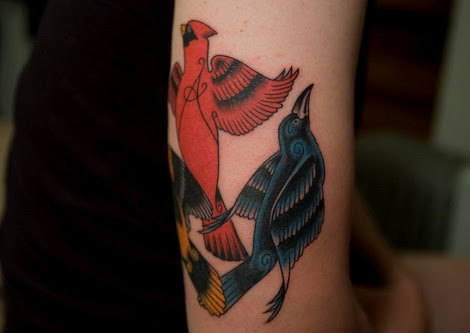 daniel's tattoo pt 2. Tags: baltimore tattoo museum, birds, dave sobel, 