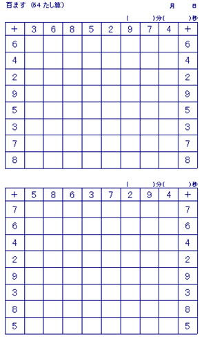 １００ますのすべて