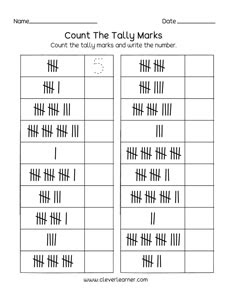 Free printable worksheets on Counting and Tallying.