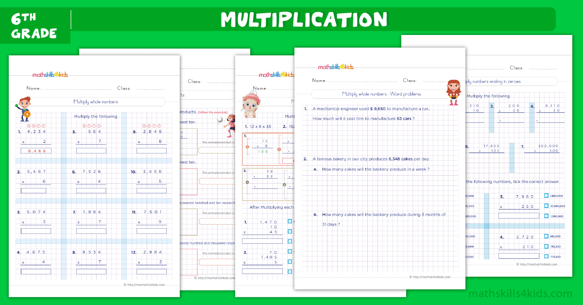 6th Grade Math Multiplication Worksheets PDF