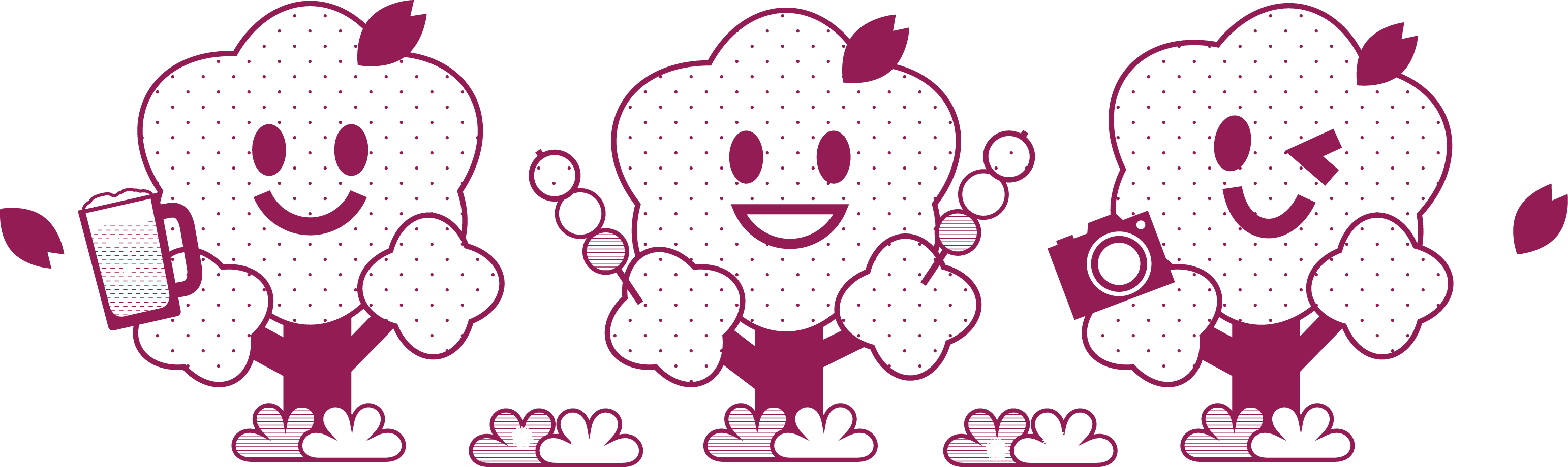 桜の木のお花見宴会イラスト 春祭り 可愛い無料イラスト素材集