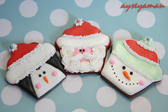 christmas penguin, santa, snowman cookies