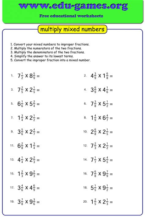  multiplying mixed numbers worksheet kidsworksheetfun