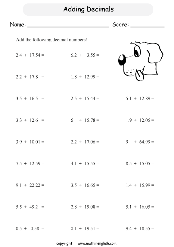 Multiplication Decimals Worksheets Grade 5 / Grade 5 Math Worksheets ...